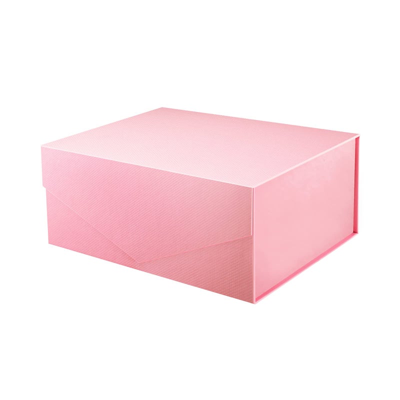 PACKHOME Valentine's Day Gift Box 9x6.5x3.8 Inches, Rectangle Collapsible Box with Magnetic Lid for Gift Packaging (Matte Pink, Grain Texture) - Image 1